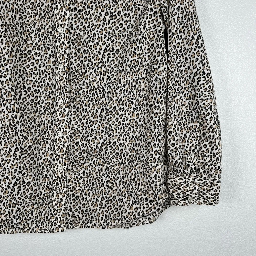 Talbots Cheetah Print‎ Button Up Blouse Sz M - Image 4