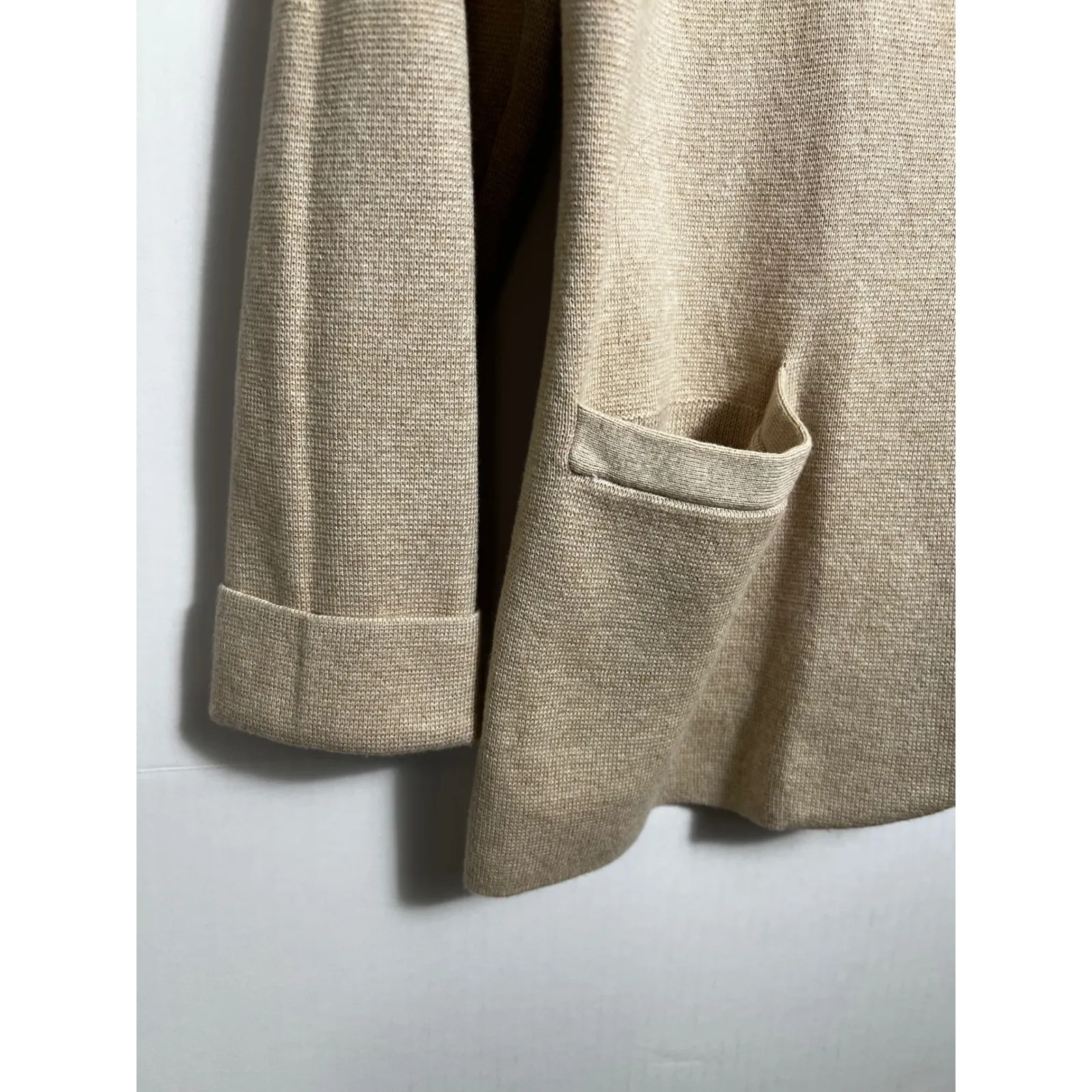 J Crew Womens Knit Blazer Sweater Jacket Collar‎ Button Front Small Tan - Image 4