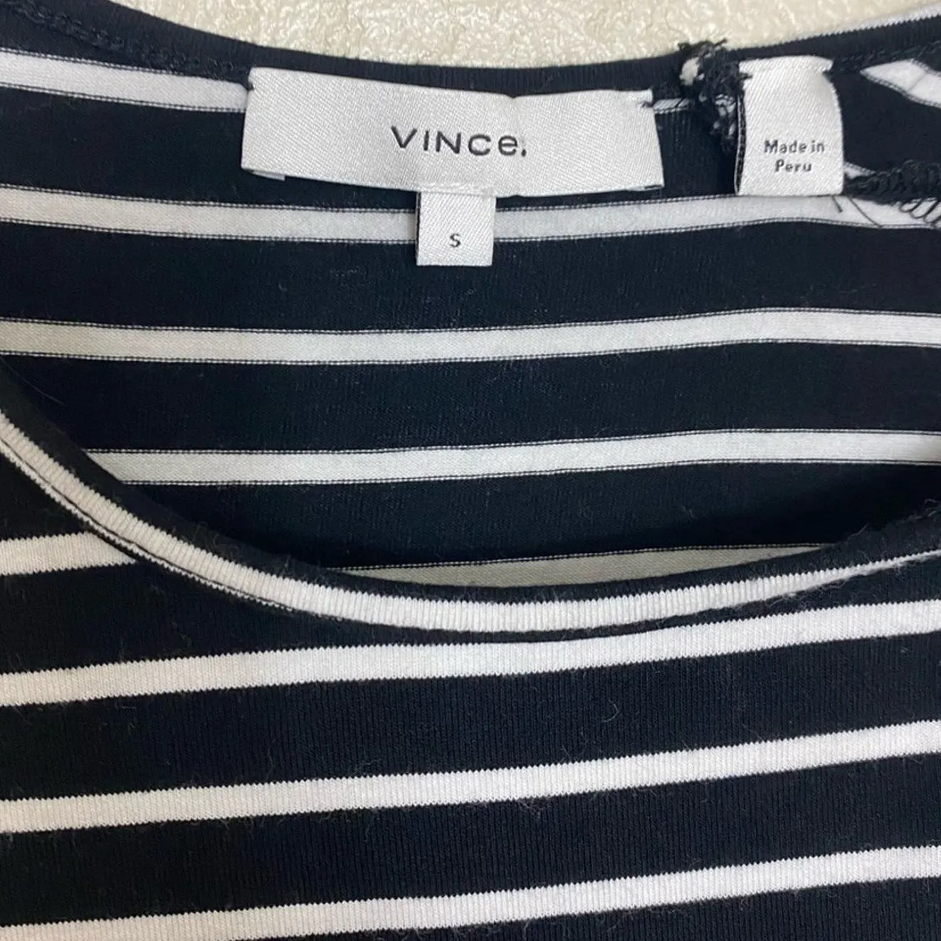 Vince size Small Tank Black & White Striped Pima Cotton Twist Neck Sleeveless - Image 3