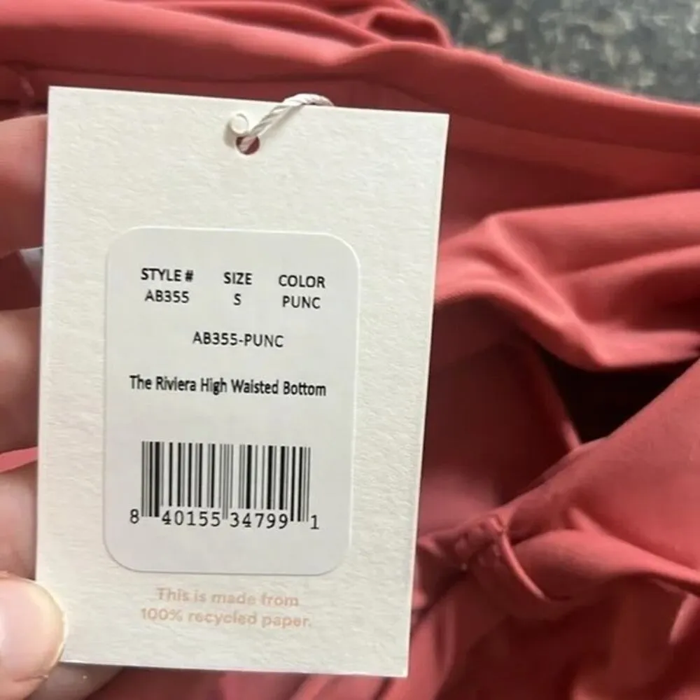 NWT Andie The Scala Riviera High Waisted Belted Bottom Swim L Rose Punch Pink - Image 9