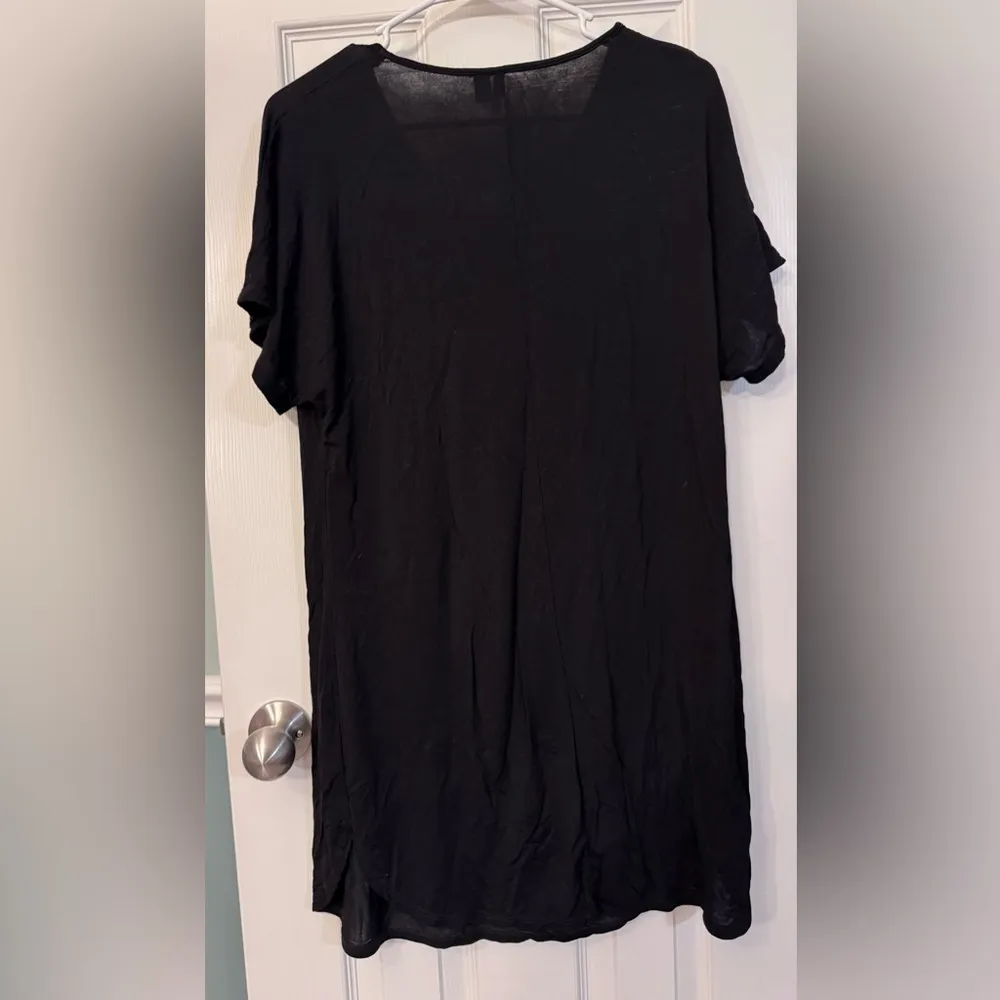 Nordstrom | Long Black V-Neck Tee/Nightgown, Size XS - Image 3