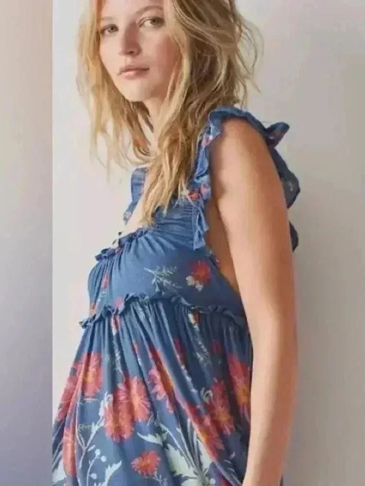 NWT Free People Intimately Bali Wild Daisy Slip Mini Dress Stellar Combo S & M - Image 2