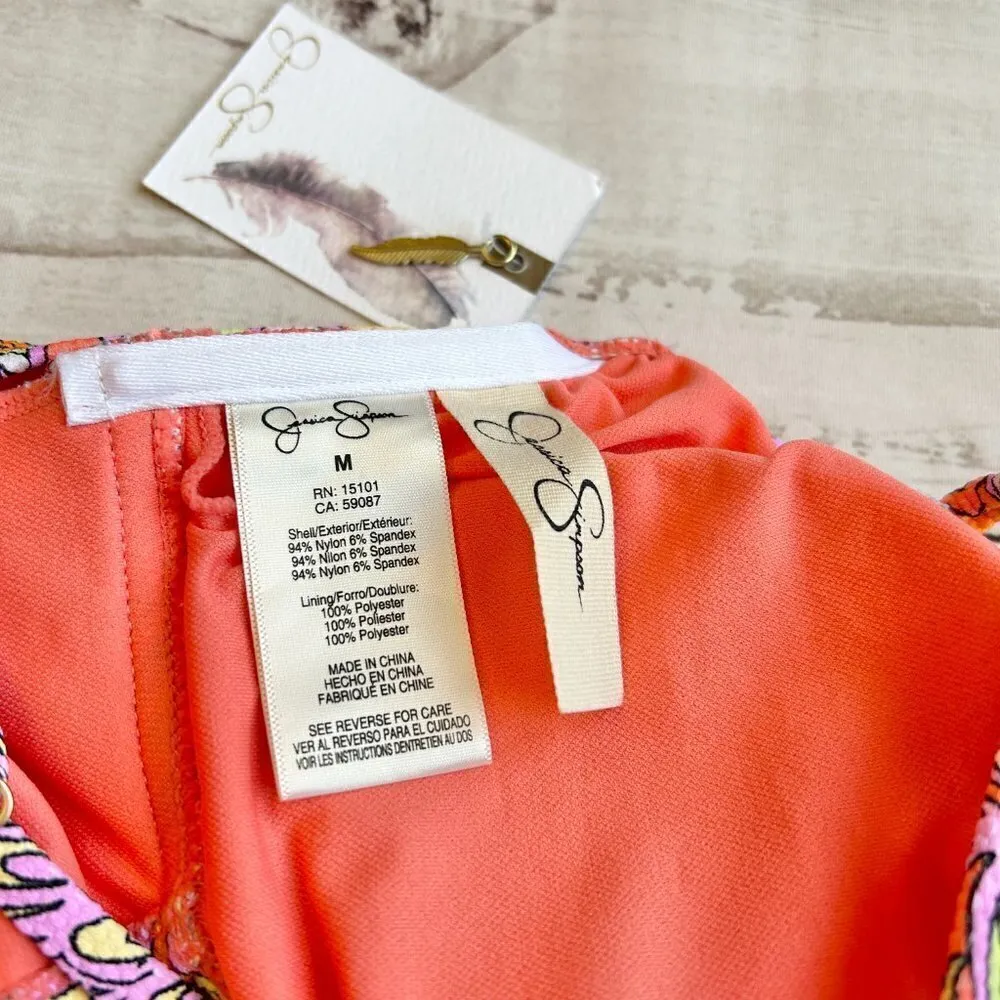 Jessica Simpson Flower Child O-Ring Cutout One-Piece Swimsuit Size M NWT - Image 9