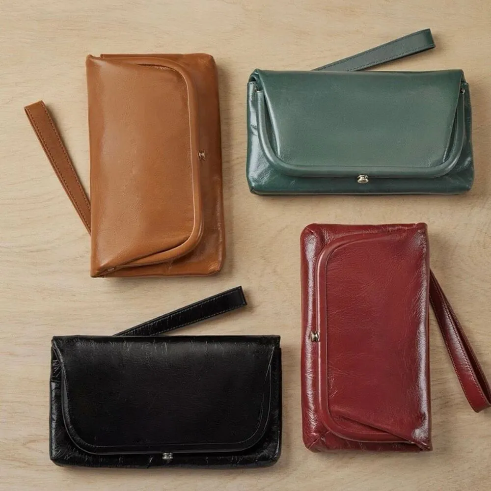 HOBO LAUREN CLUTCH LEATHER WRISTLET WALLET Sage Henna Luxury Leather, NWT Green - Image 7