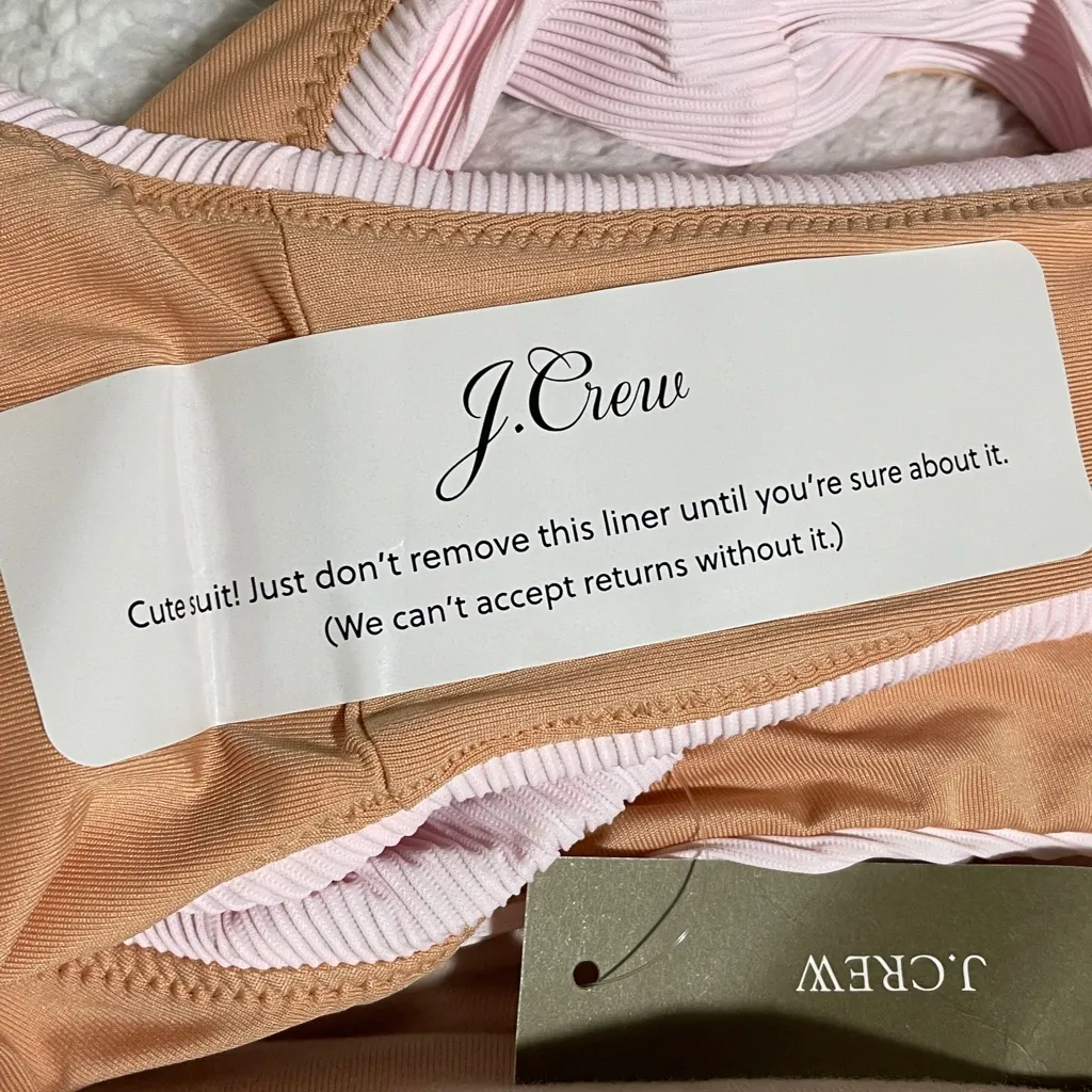 J. Crew Bikini Swim Bottom Rib Texture High Rise Cheeky Light Pink M (8-10) NWT - Image 3