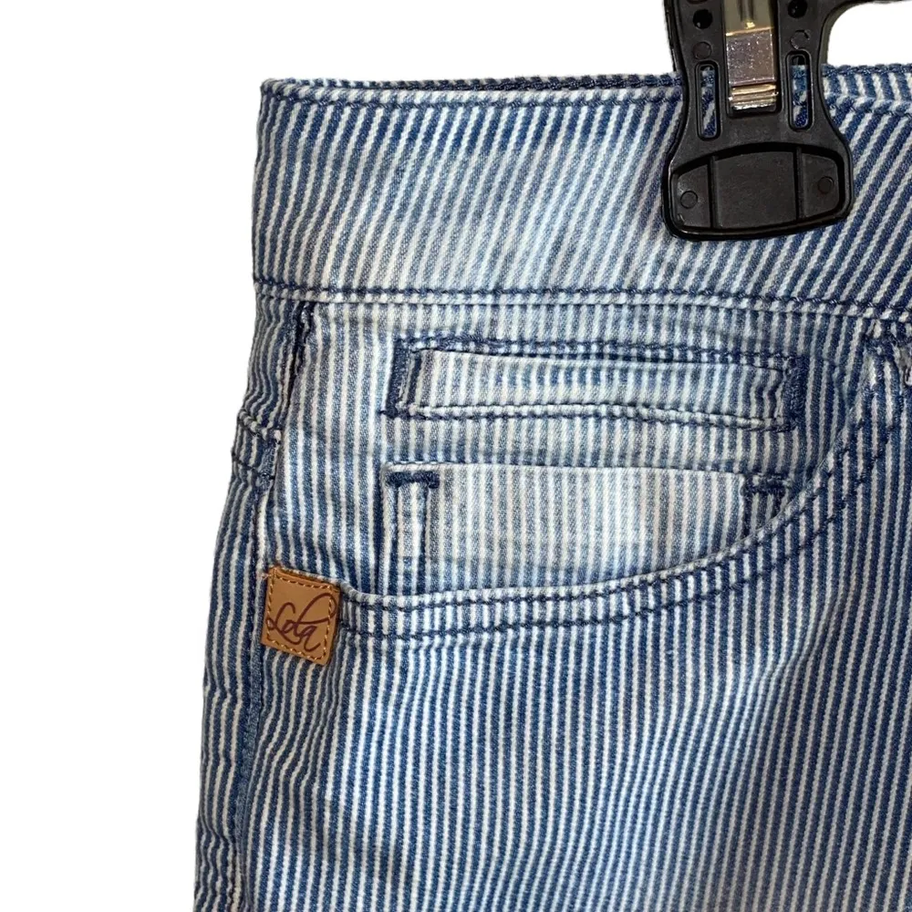 Lola Jeans Pin Stripe Blue & White Amy LS Mid Rise Bermuda Shorts - Image 2