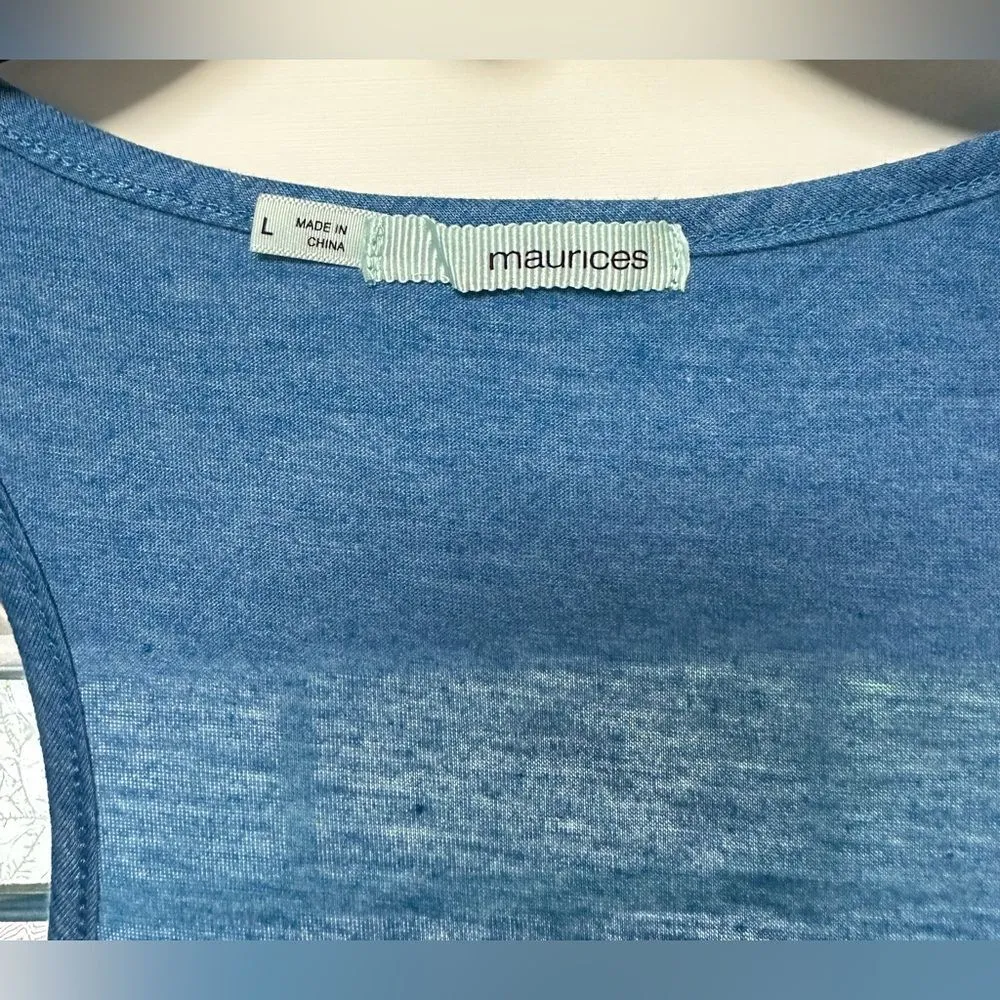 Maurices Lace and Rhinestone Tank. Blue Black Racerback (293) - Image 3