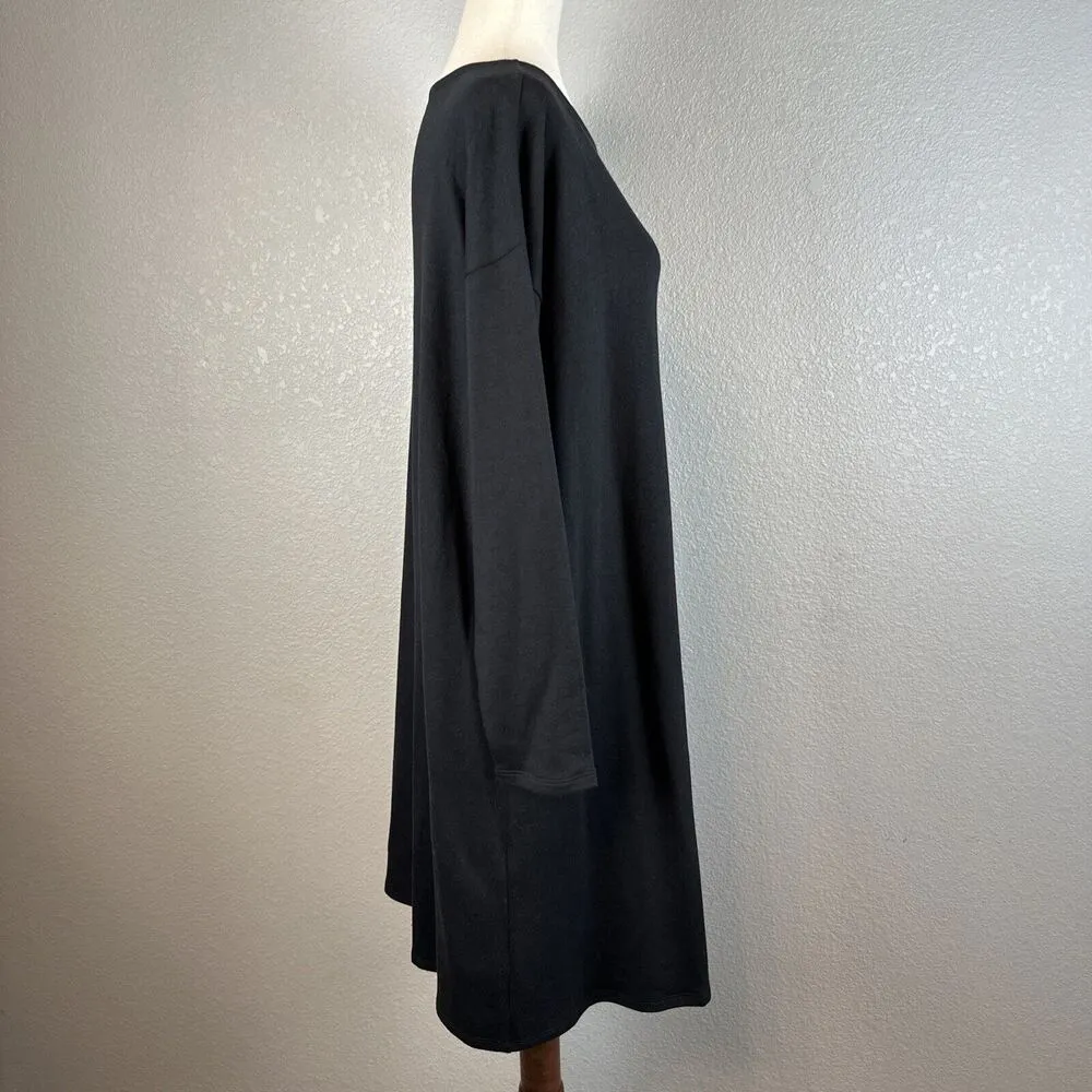 Eileen Fisher Womens Bateau Neck Boxy Dress Size M Medium Black Long Sleeve - Image 6