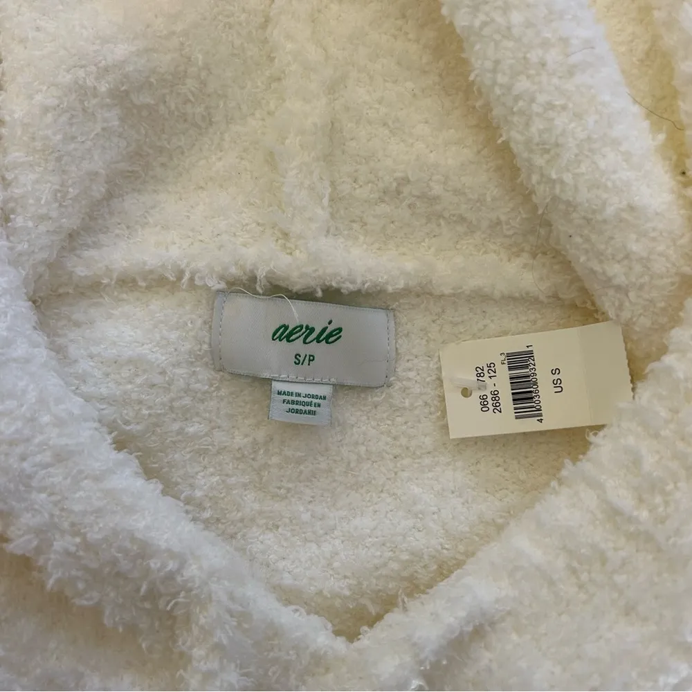 NEW Aerie Fuzzy Marshmallow Heart Hoodie Sweatshirt Valentine's Day White Small - Image 6