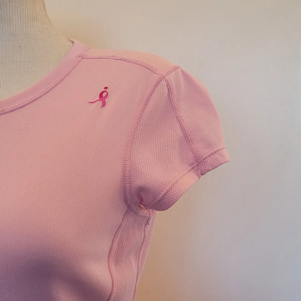 New Balance Pink Short Sleeve Active Wear Breast Cancer Awareness Top S - Image 4