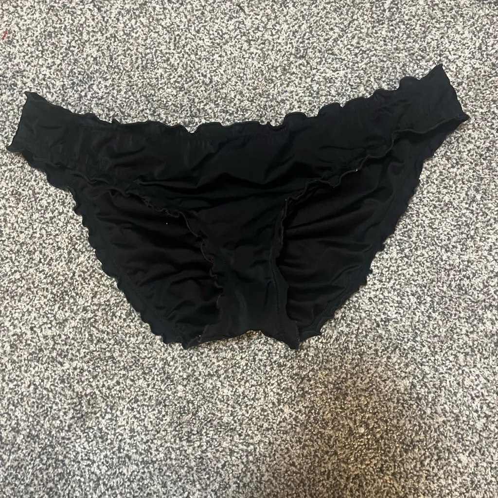 Black Ruched Lace Trim Panties - Image 2