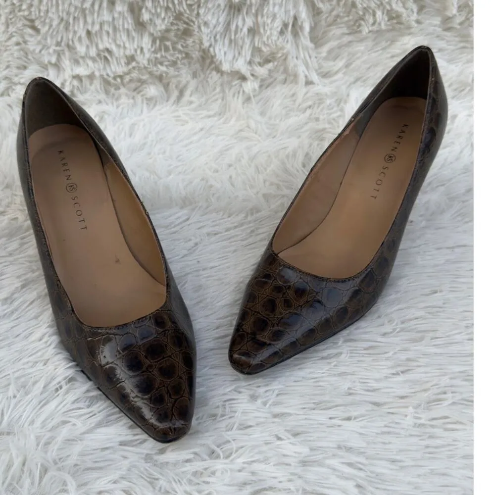 Karen Scott Women's Skin Print Heels Pumps Slip-On Shoes Brown Size 7.5M casual - Image 9