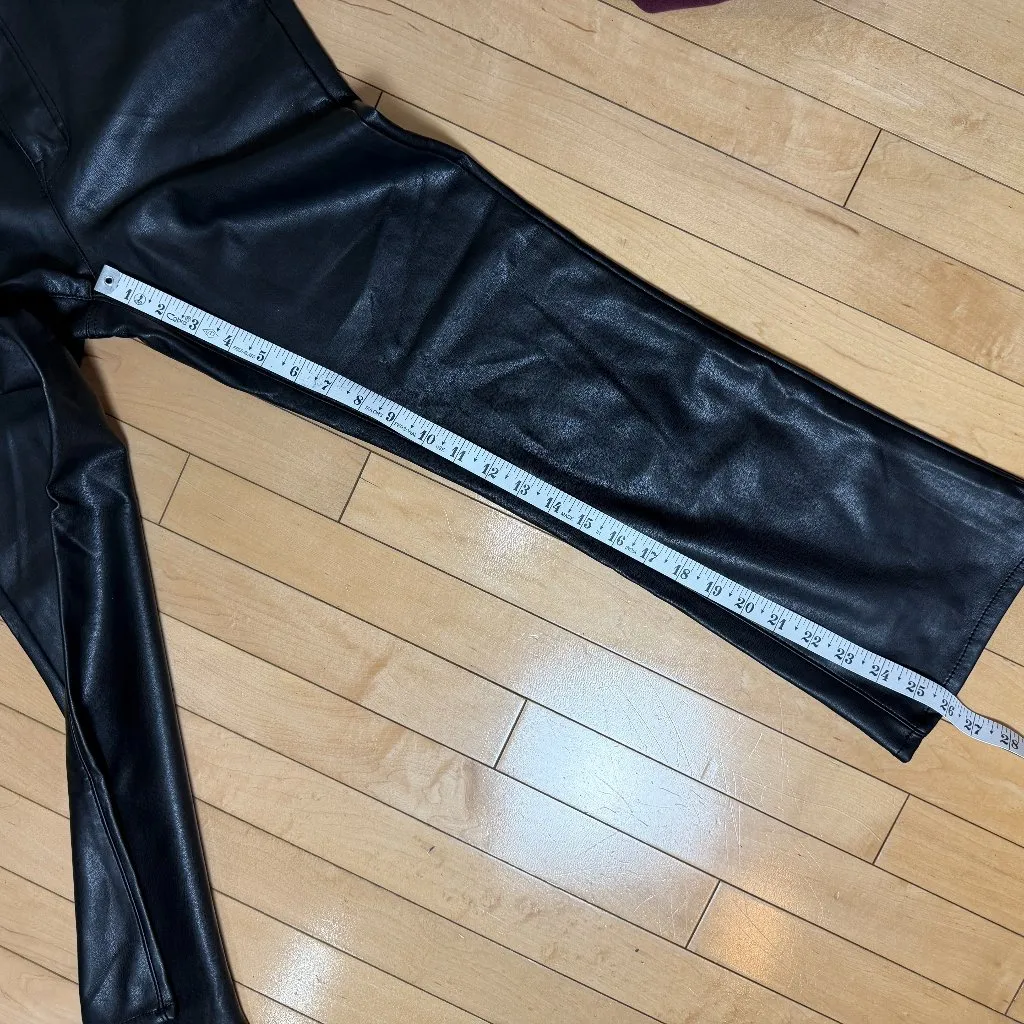 ZARA Faux Leather Black Straight Leg Trousers Pants Size 4 - Image 6