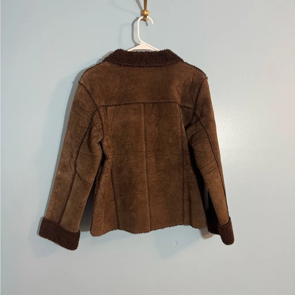 Real comfort 100% leather exterior brown jacket with fur detail size S unisex - Image 4