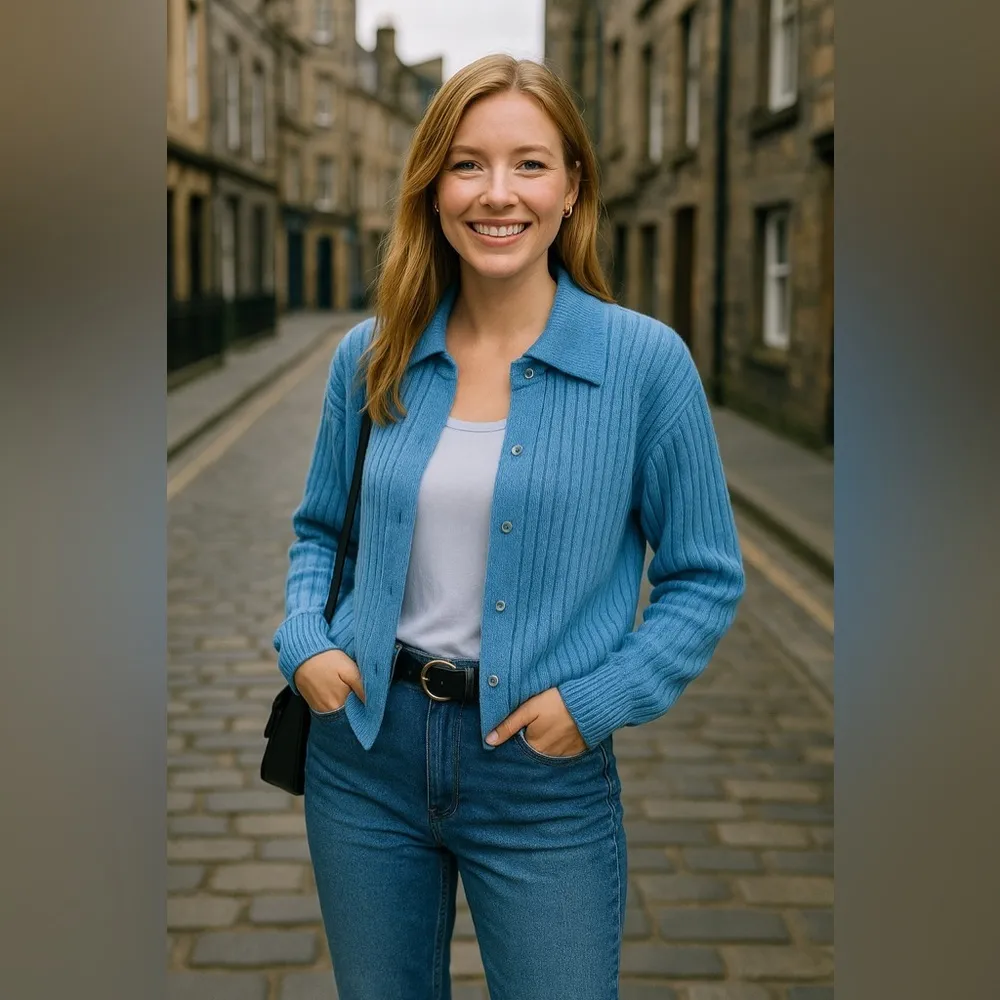 Sincerely Jules Knit Cardigan Sz L Blue Size L - Image 2