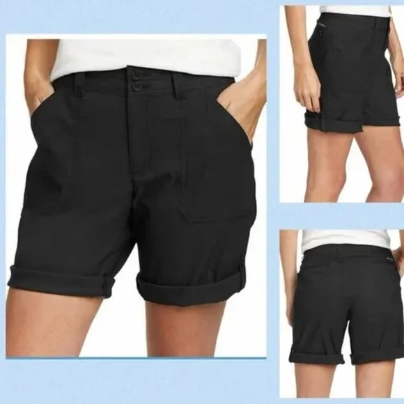Eddie Bauer Ladies' Cargo Shorts BLACK Size 12 Lightweight Pocket With Zipper - Image 2