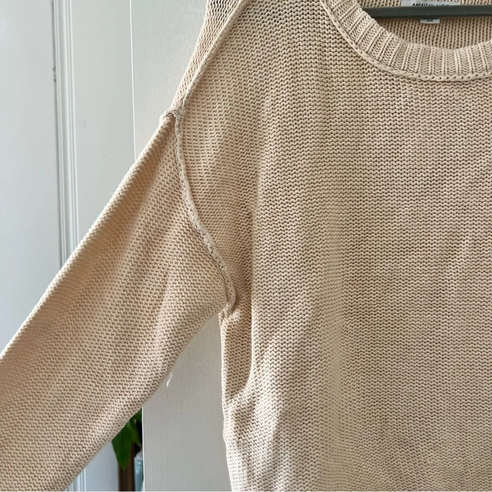 Outfitters Tan Beige Crewneck 100% Cotton Oversized Sweater M - Image 2