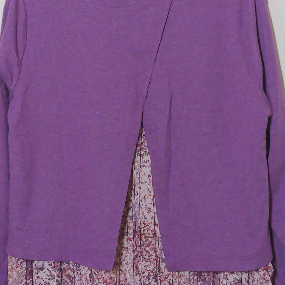 Logo Lounge By Lori Goldstein Split Back Knit Tunic Top Floral Purple L - Image 5