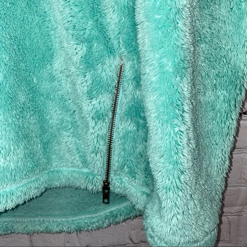 Lauren James Turquoise Quarter Zip Fuzzy along Sleeve Pullover - Image 4