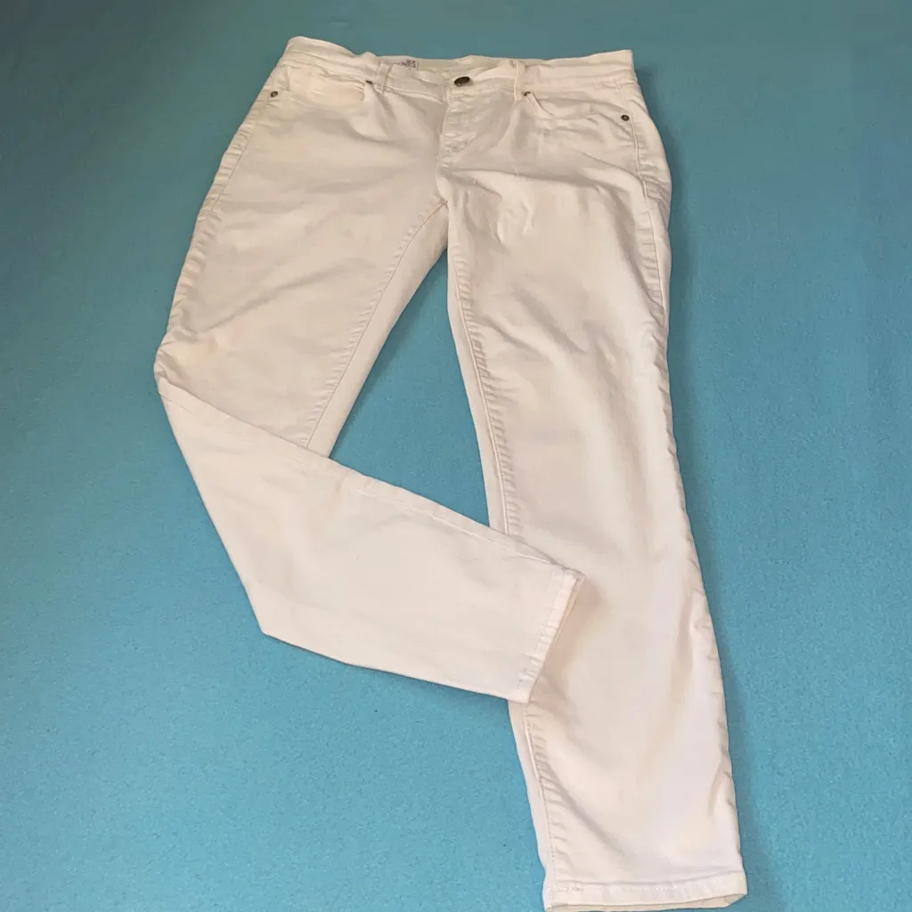 GAP 1969 mid rise stretch denim legging white 5 pocket button zipper size 27 - Image 2