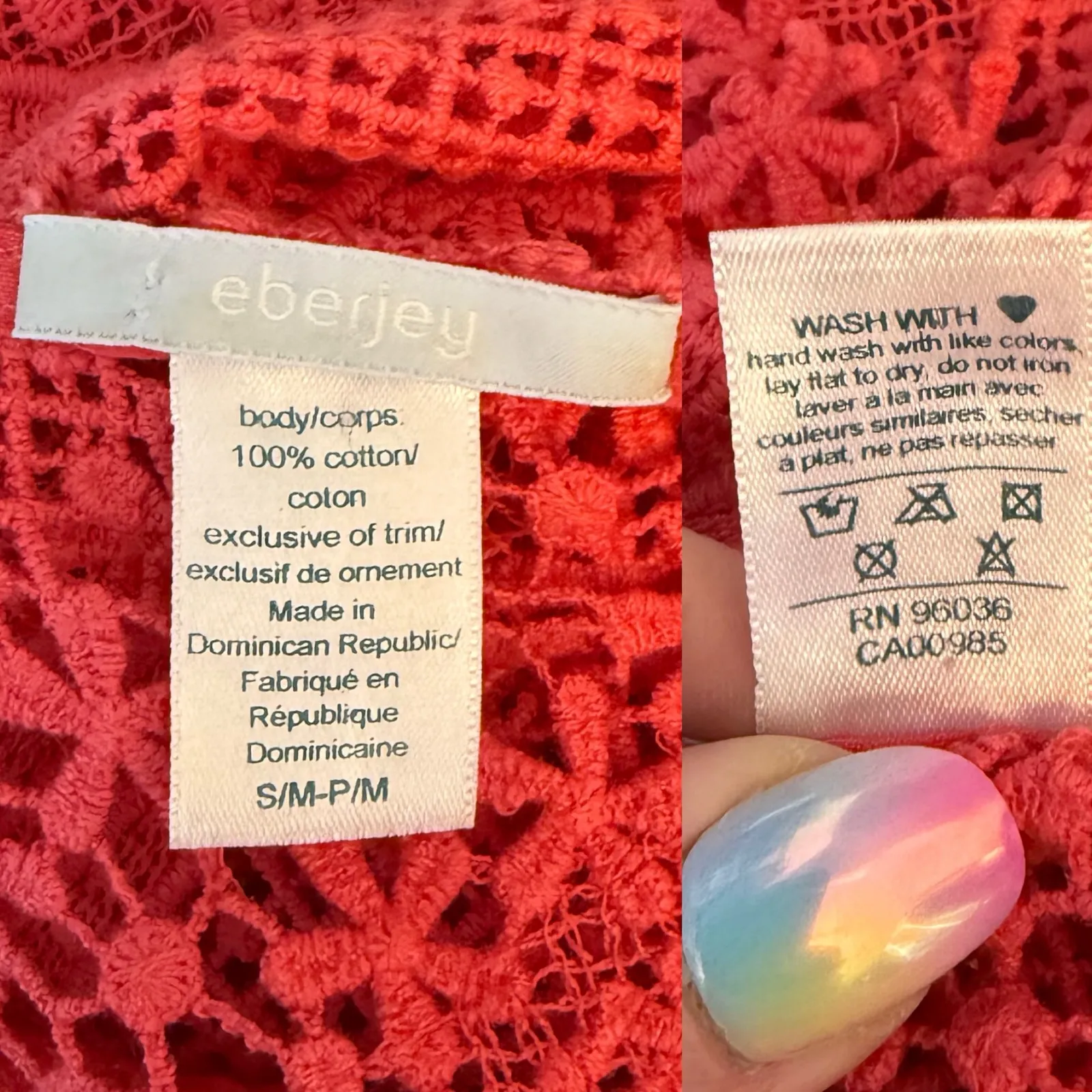 Eberjey Guajira Esmeralda Crochet Cover Up Dress Hibiscus Pink size‎ S/M - Image 7