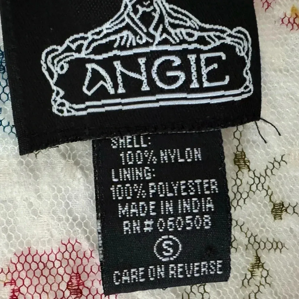 ANGIE Cottage Floral Blouse Pink Top Lace Bell Sleeve Blouse Women’s Small Shirt - Image 8