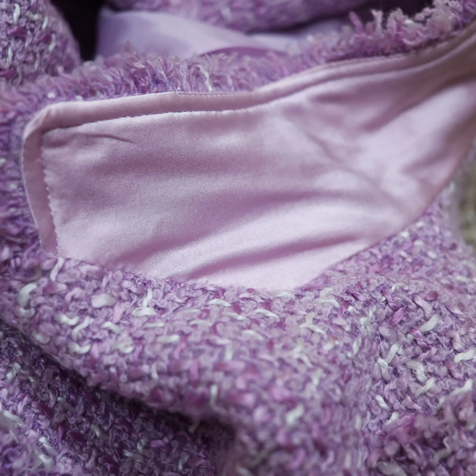 Lillie Rubin Vintage Tweed Bouclé Blazer Jacket Women's 14 Lavender Wool Purple - Image 12