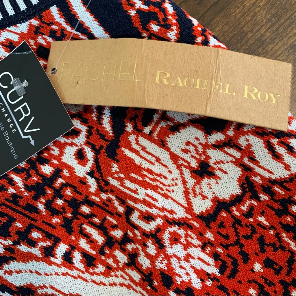 Rachel Roy Red White and Blue Floral Patterned Knit Body con Halter Dress Size undefined - Image 4