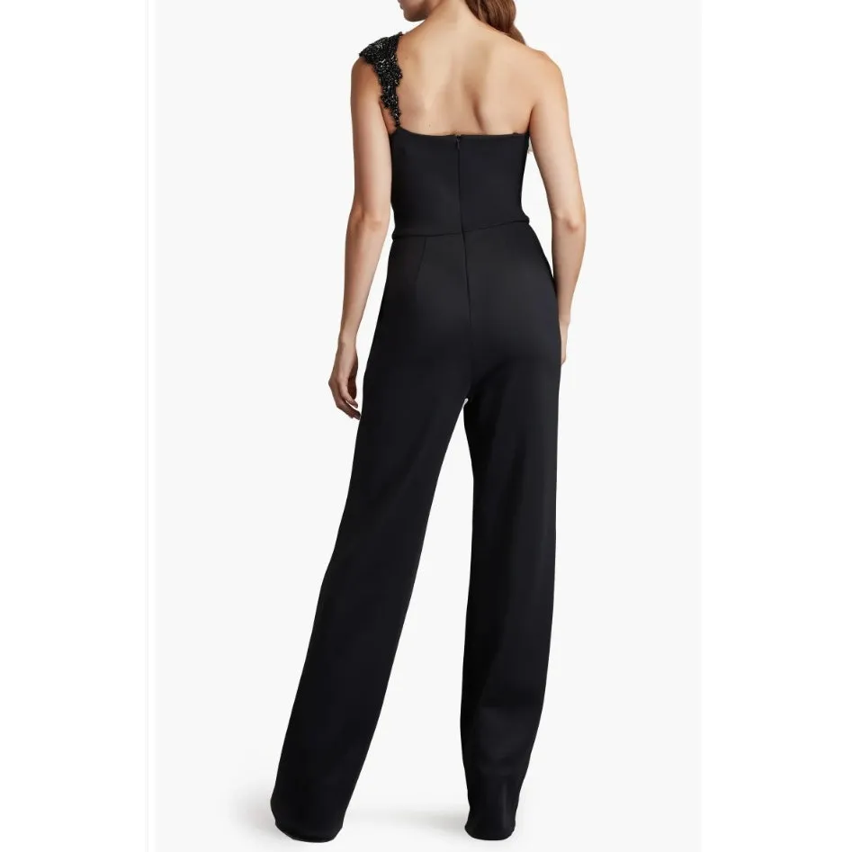 SHO by Tadashi Shoji Beaded Appliqué One-Shoulder Jumpsuit Black Size XL NWT - Image 10