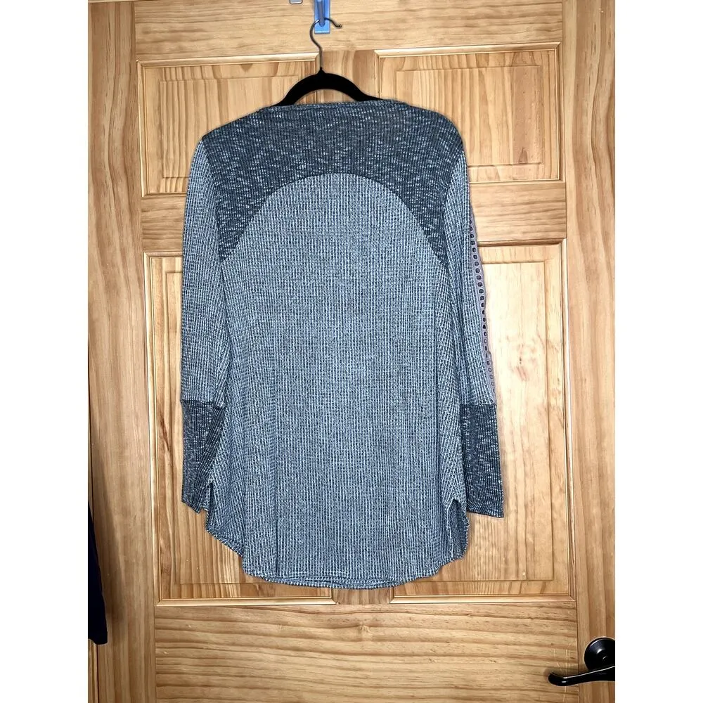 Soft surroundings womens size large blue waffle knit sweater office wear - Image 2