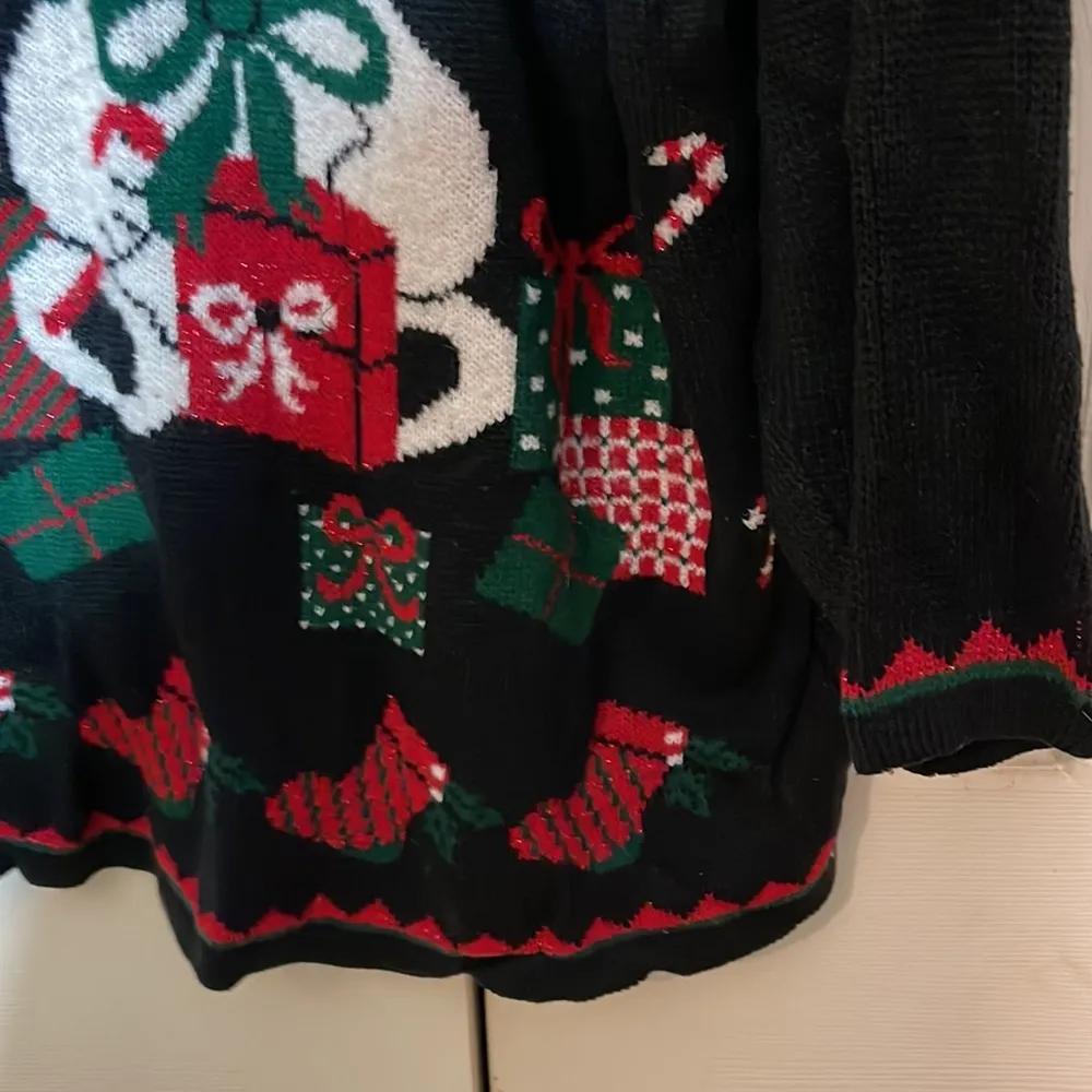 Vintage Adele Knitwear Ugly Christmas Sweater Bear With Gifts Candy Canes XL - Image 9