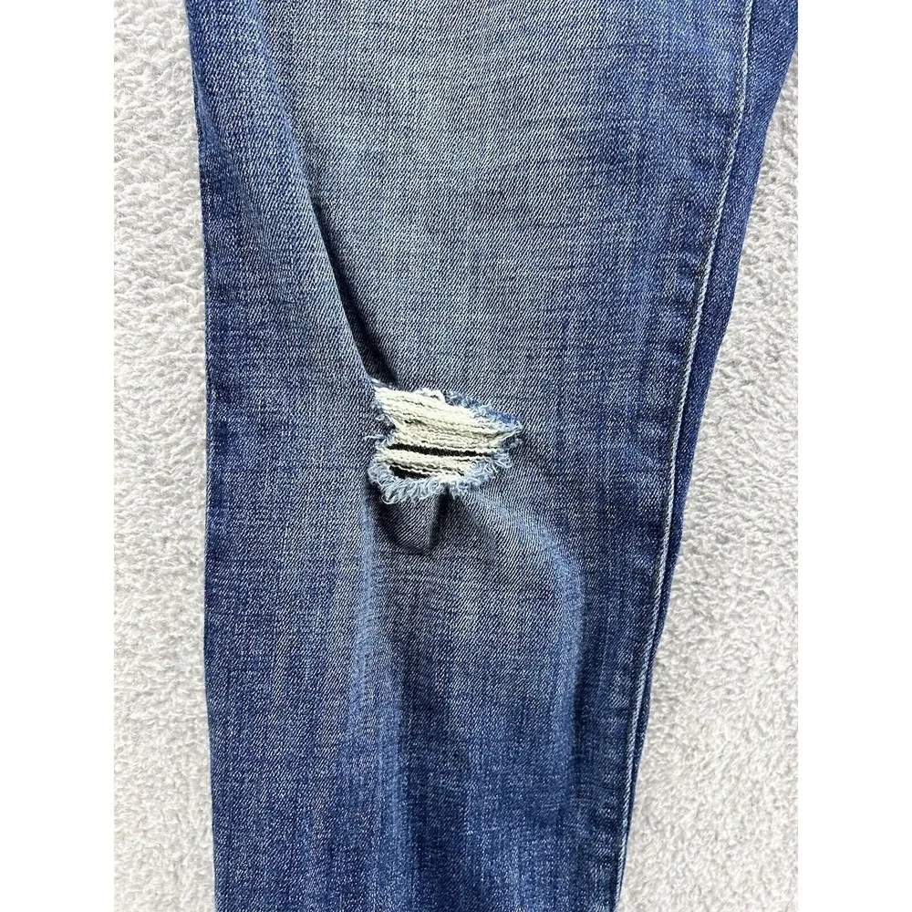 LOFT Ann Taylor Women's Blue Denim Jeans Size 2 Relaxed Skinny Distressed - Image 9