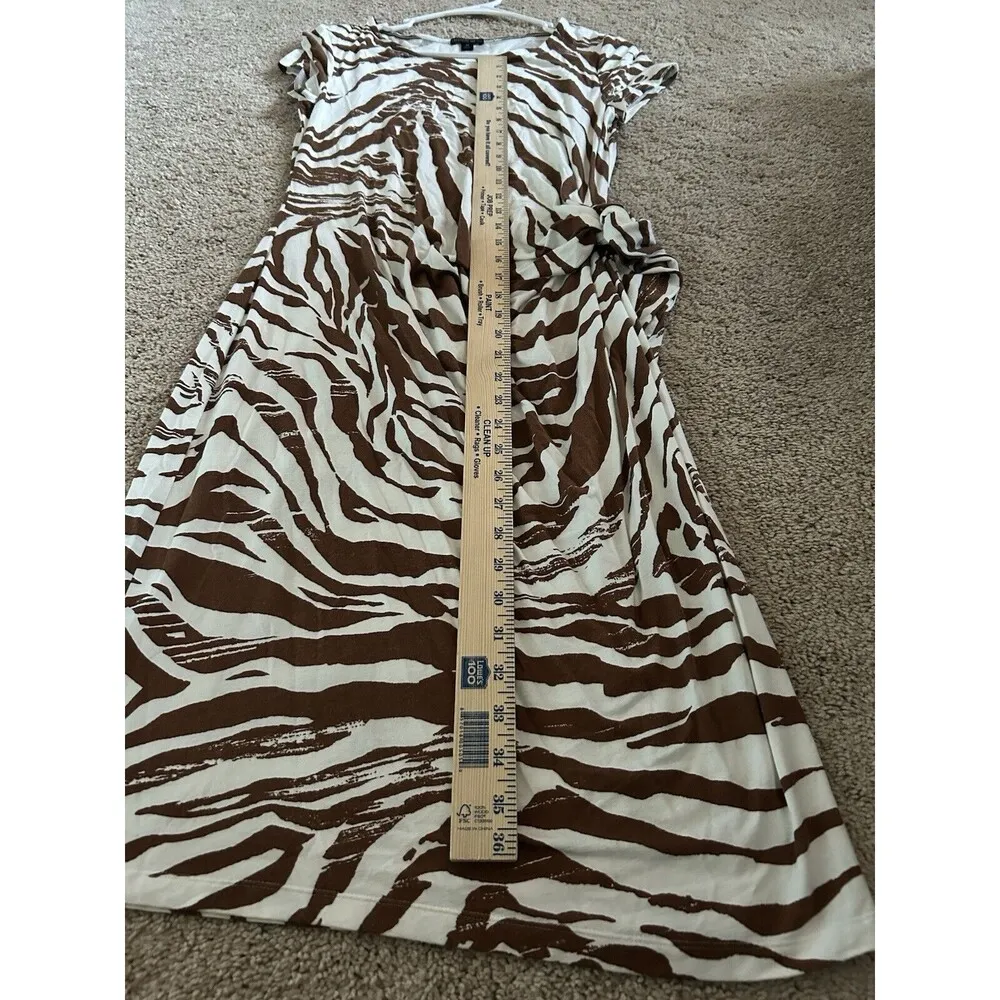 Lafayette 148 New York Zebra Side Tie Midi Dress Size Medium Unique Animal Print - Image 8