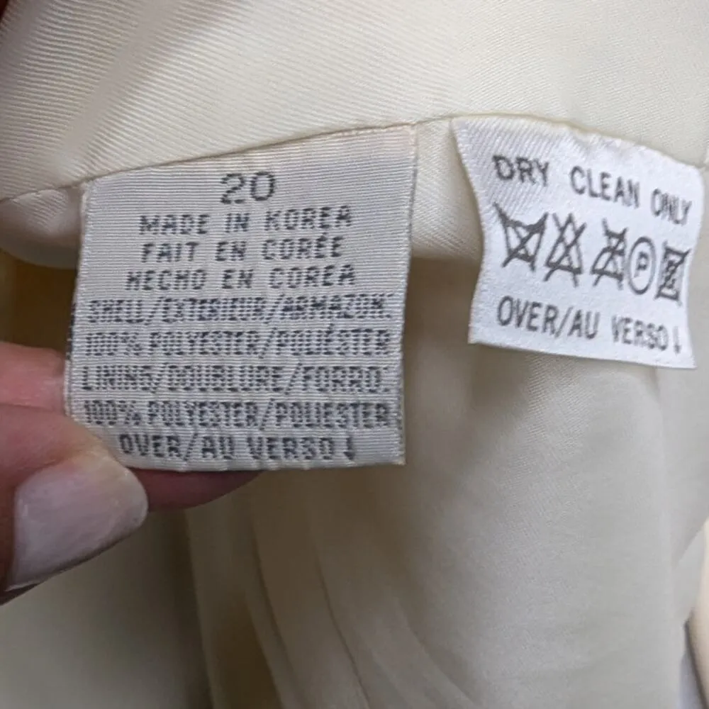 Vtg 1990s Elisabeth Ivory Collarless Rhinestone Button Up Blazer Jacket 20 White Size undefined - Image 5