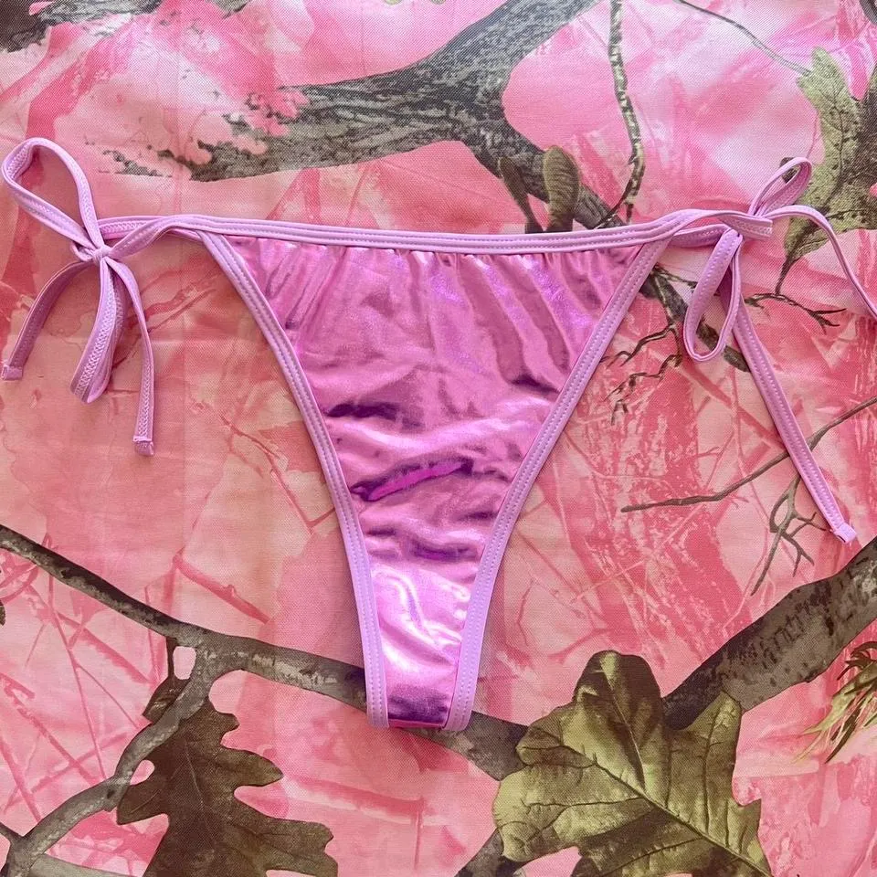 pink metallic cheeky bikini bottom Size XS - Image 7