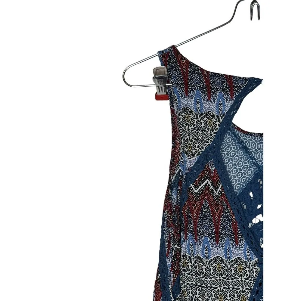 Umgee Women's Dress Crochet Lace Ruffle Bottom Round Neck Swing Sleeveless Small - Image 9