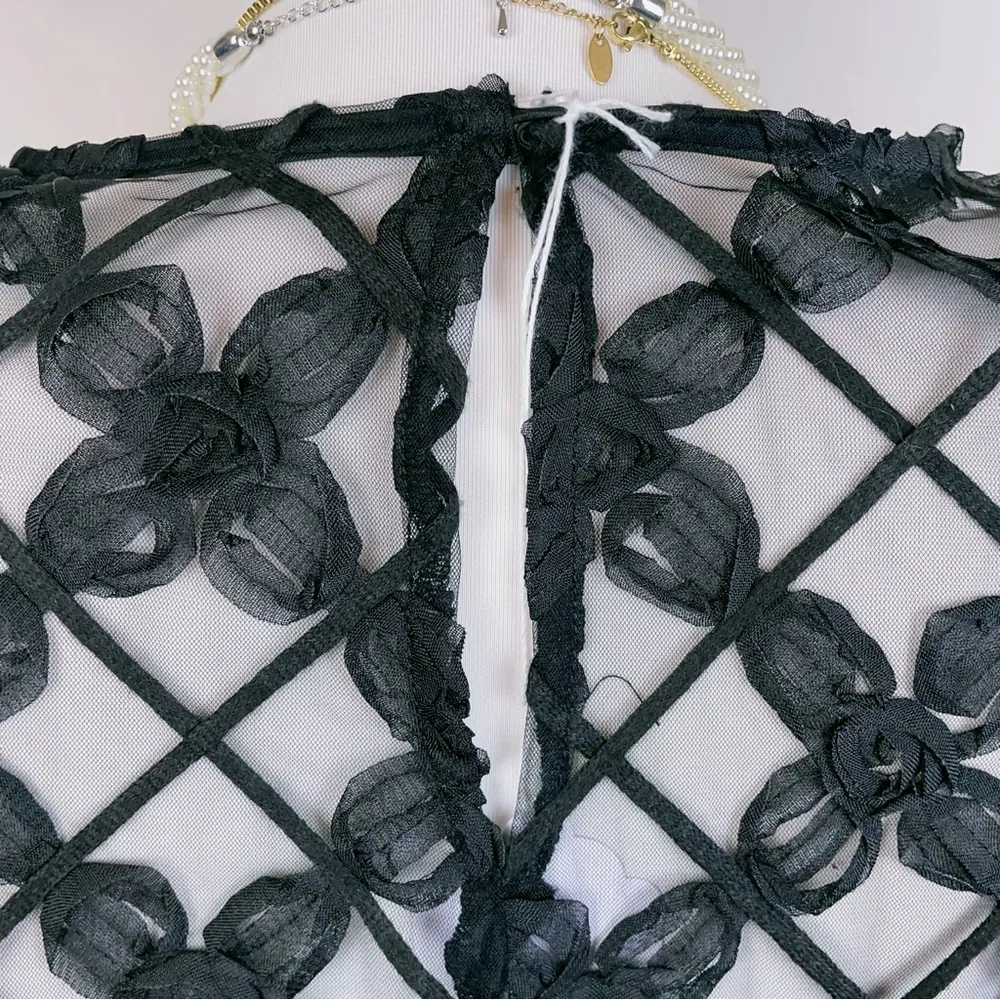 En Saison Long Sleeve Lace Mini Dress	Black - Image 5