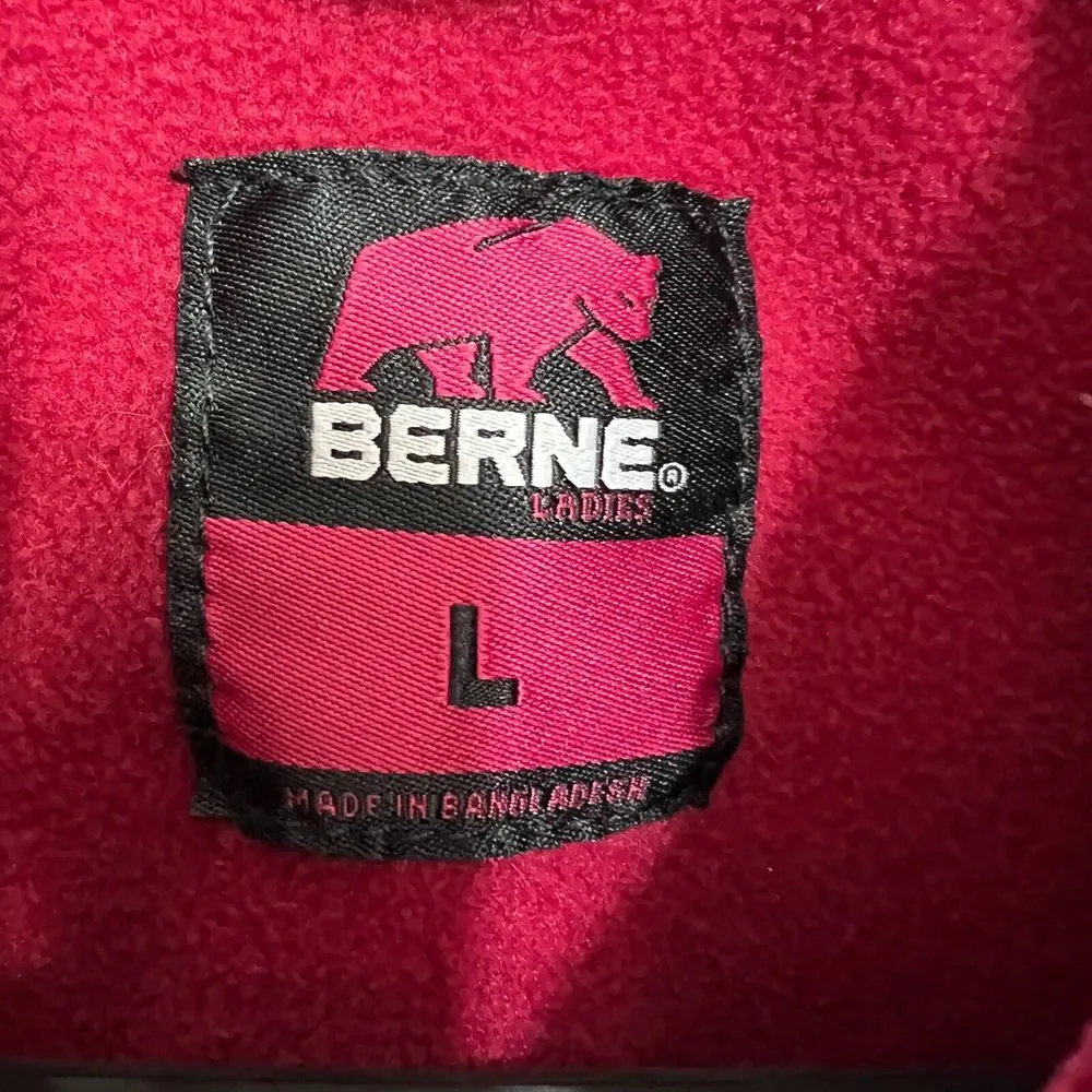 Berne Fleece Floral Quilted Full Zip Jacket Womens Large Pink Soft Cozy Outdoors - Image 3