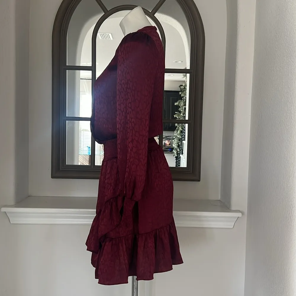 Michael Kors Cheetah Print Long-Sleeve Mini Dress in Red, Size XS NEW w/Tag $165 - Image 11