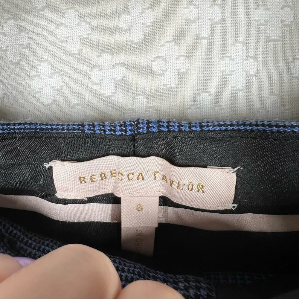 Rebecca Taylor Blue Plaid High Rise Taper Trouser Pants - Image 2