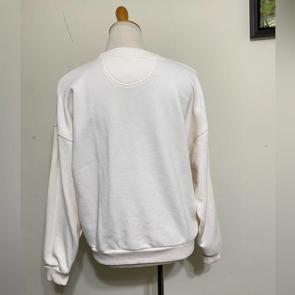 American Eagle AE Funday Graphic Sweatshirt Soft Fleece Sweater Cream Size M - Image 9