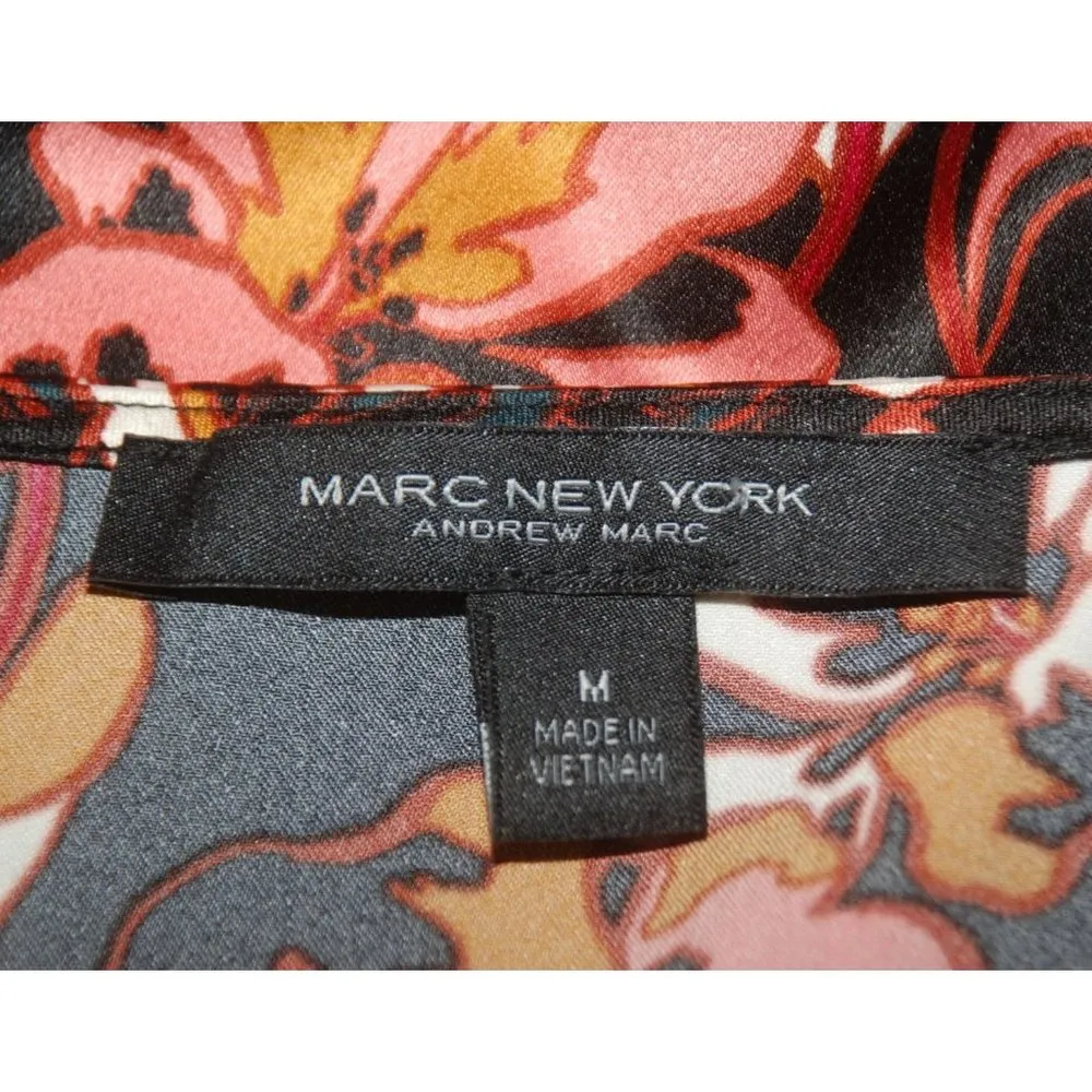 Andrew Marc New York Floral Blouse Top Size M Kimono Half Sleeve Silky Career - Image 6