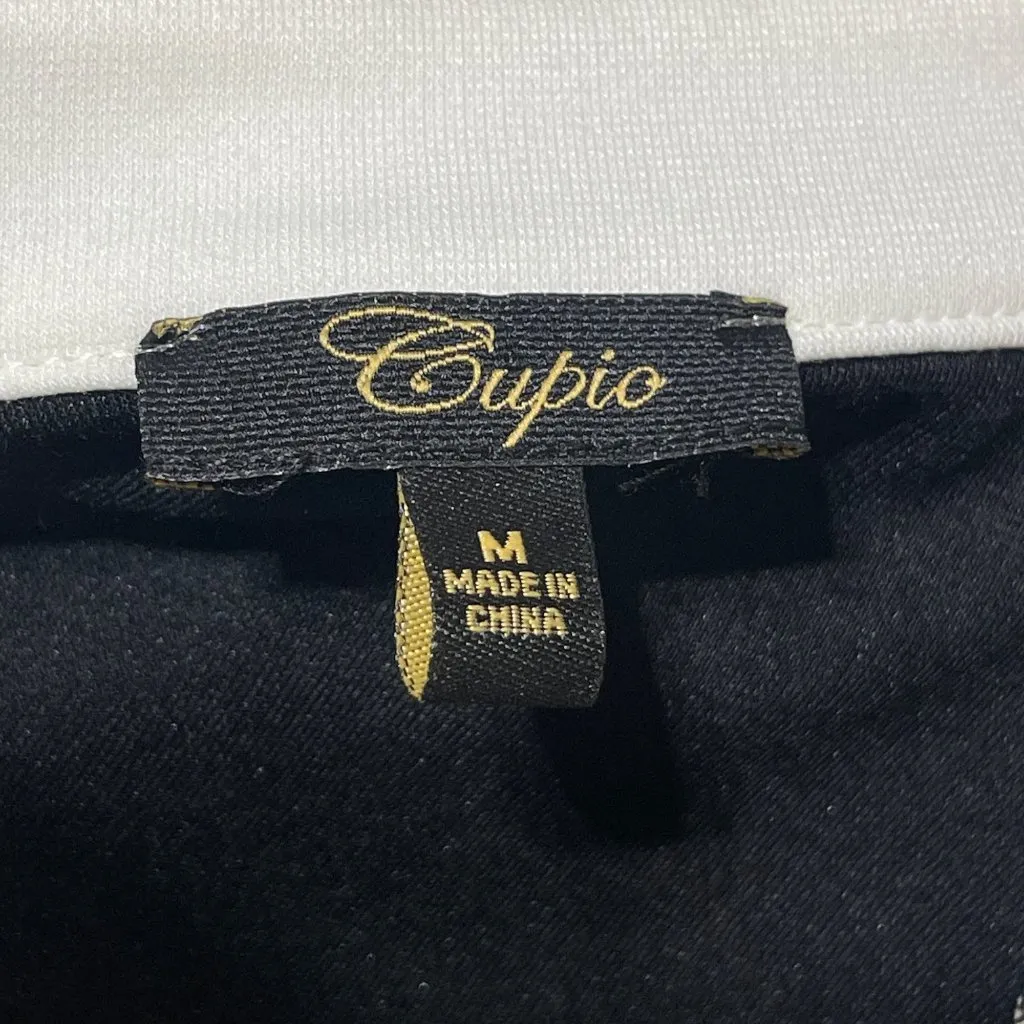 cupio  Knit Bomber Jacket Black White Size M Medium Full Zip Women's (READ) - Image 4