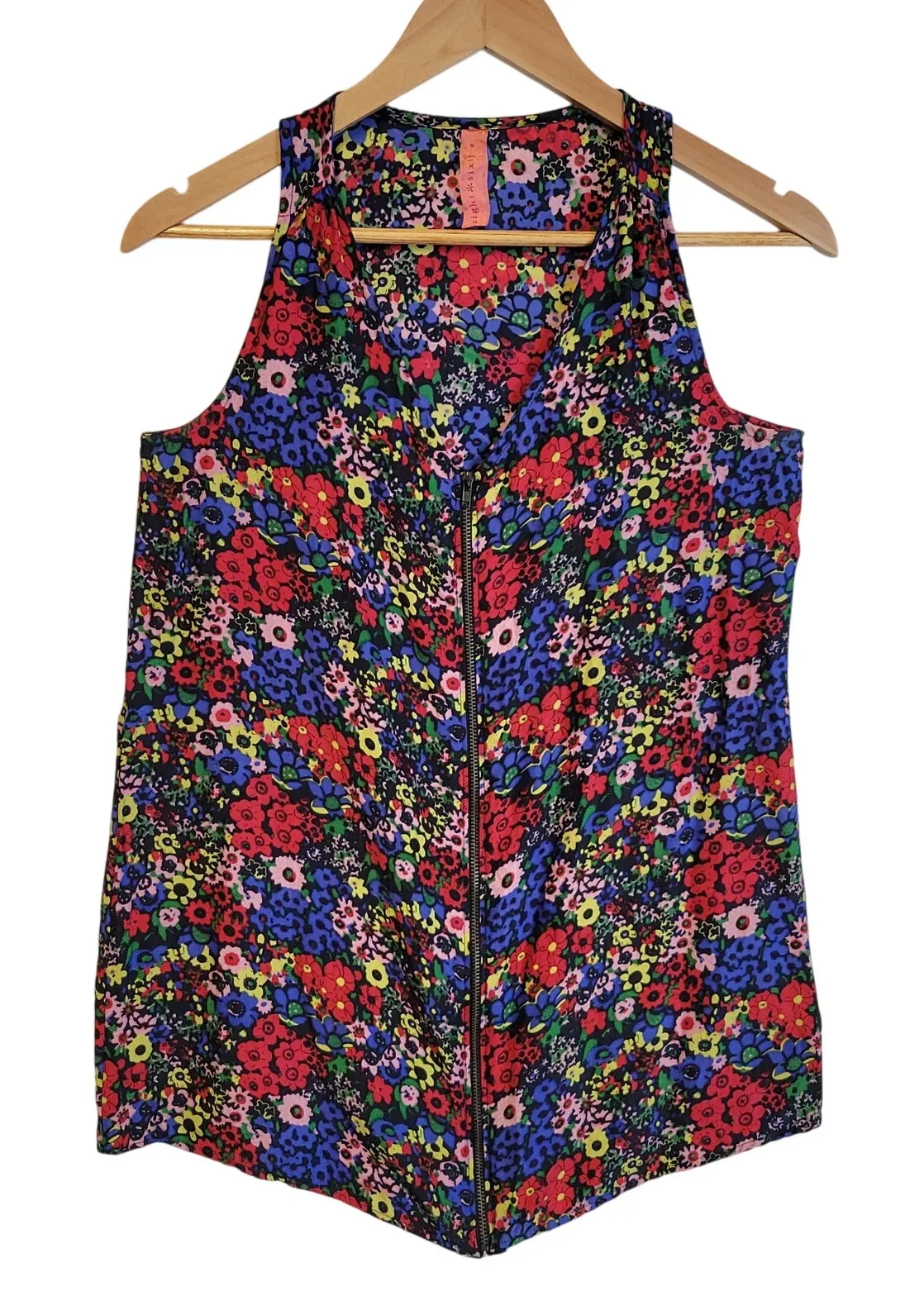 Vintage Eight Sixty Silk Ditzy Floral Top Zipper Summer Vacation Bloomcore Sz S - Image 1