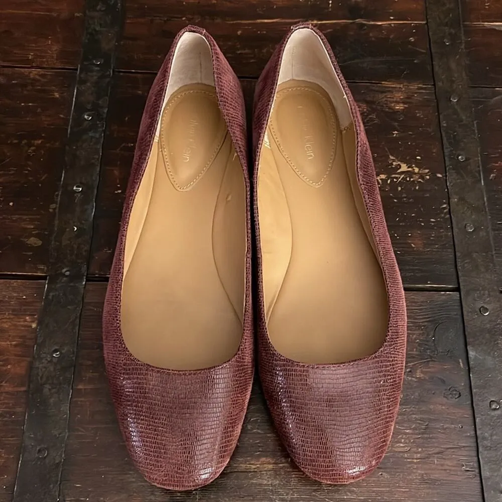 Calvin Klein Maroon Leather Ballet Flats Size 9 - Image 5
