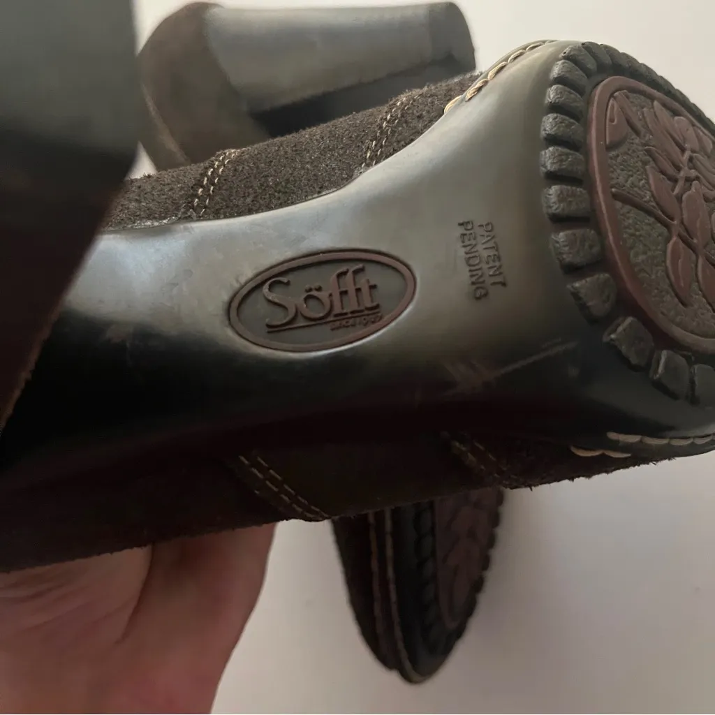 Sofft Women's Suede Brown Ankle Tall Stack Heel Booties 8 - Image 6