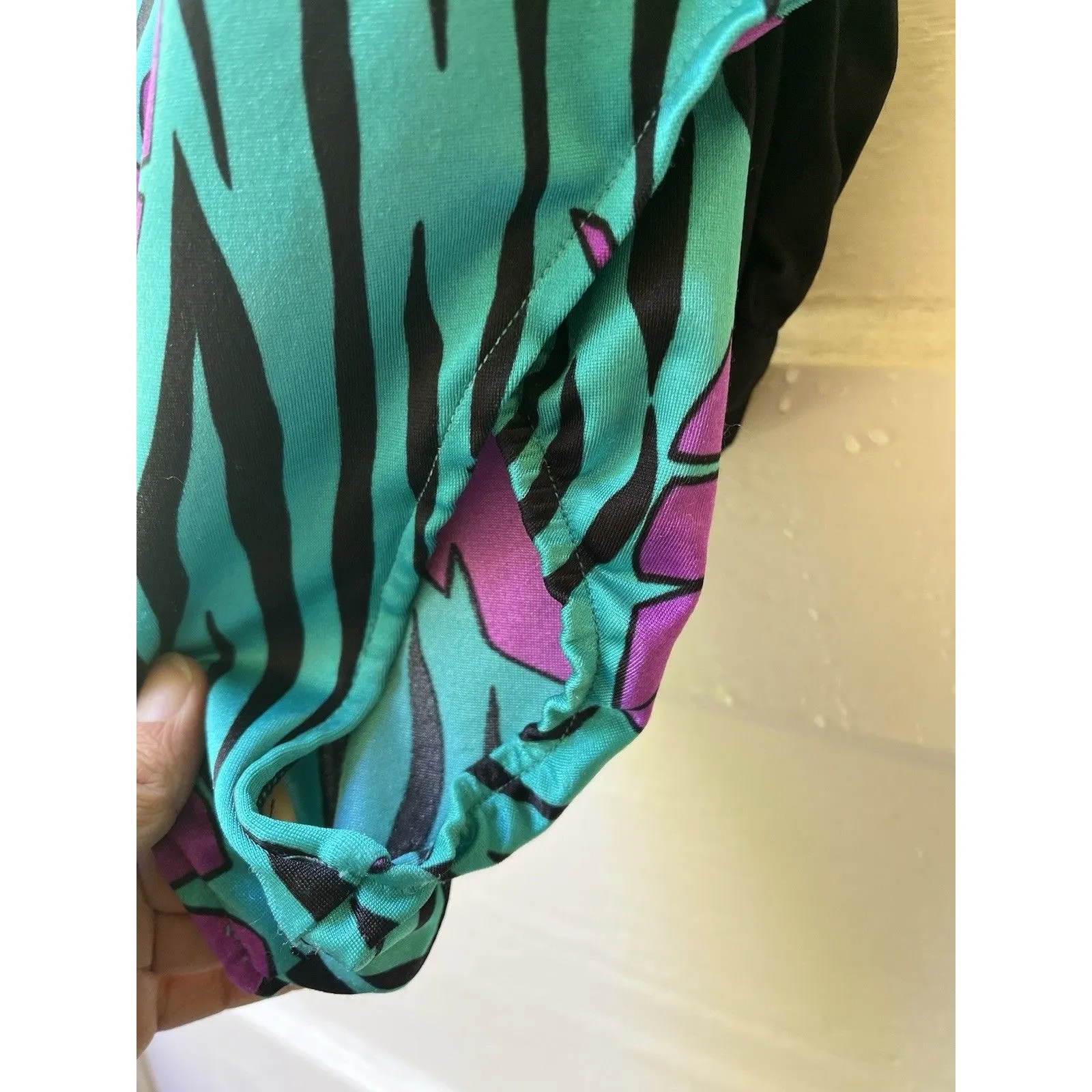 Vtg 70s Rose Marie Reid Swimsuit 10 Retro Pinup Avante Garde Floral USA Made Green - Image 8