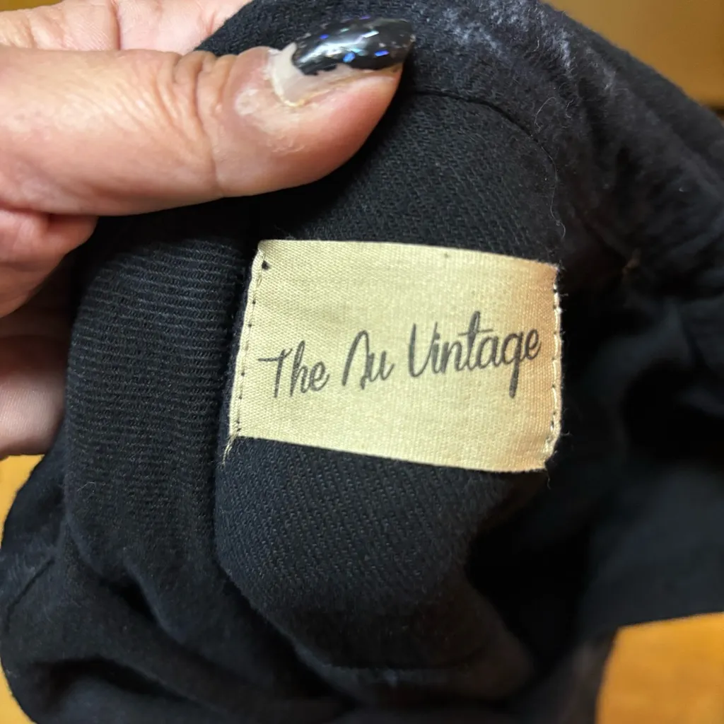 The Nu Vintage Plaid Floral Pockets Lagenlook Fisherman Slouchy Teddy Shacket M Black Size M - Image 6