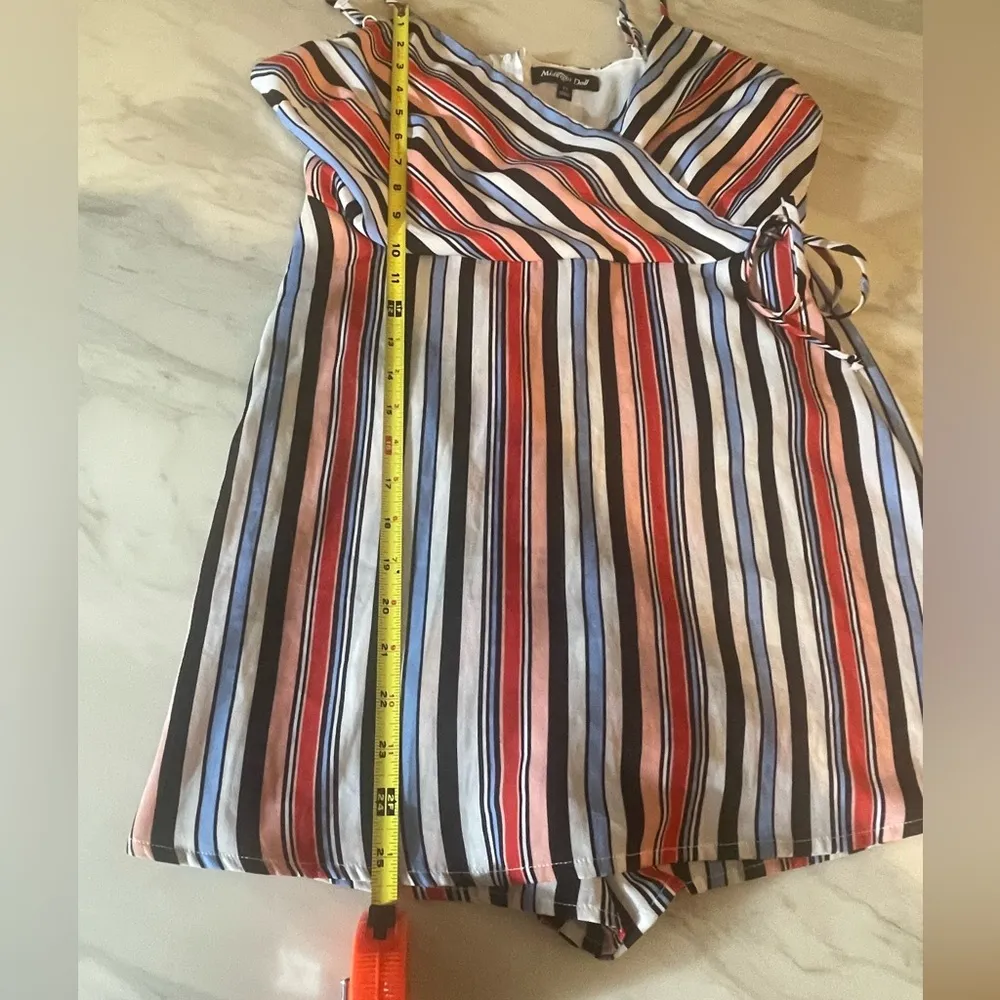 Midnight Doll Juniors Size 11 Vintage Striped Wrap Romper with Back Zipper NWT - Image 8