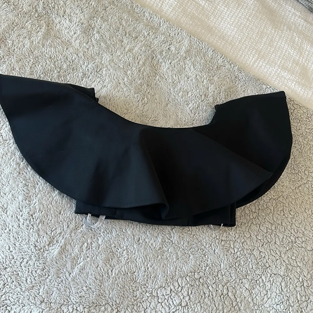 Jovani Women's 2 Two Piece Ruffle Neck Mermaid Gown Solid Black Evening Formal - Image 7